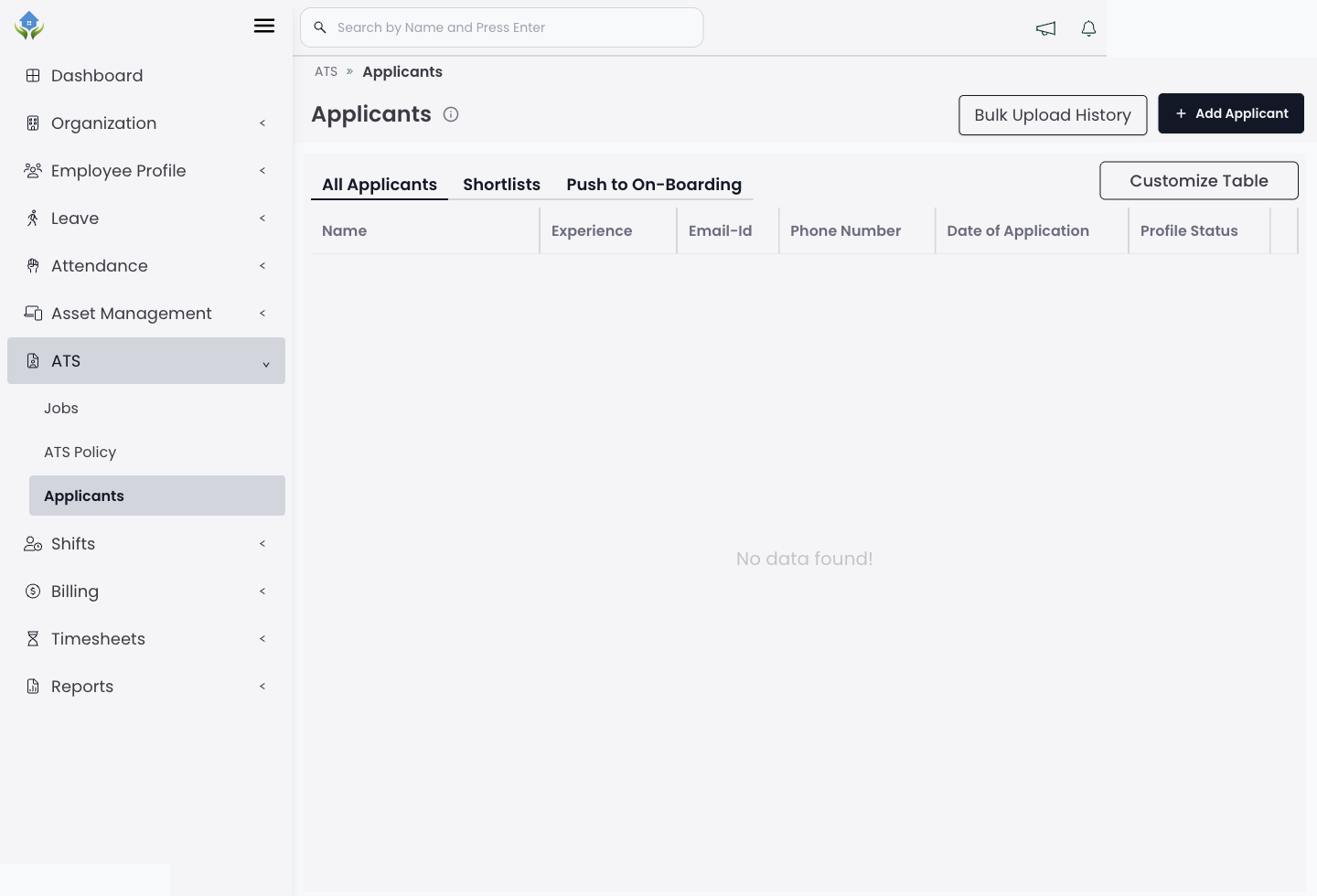 Staafin applicant tracking screen screenshot